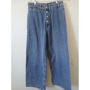 Zara Denim Z1975 Jens Blue High Rise Wide Leg Medium Wash Size EU 40/US 8